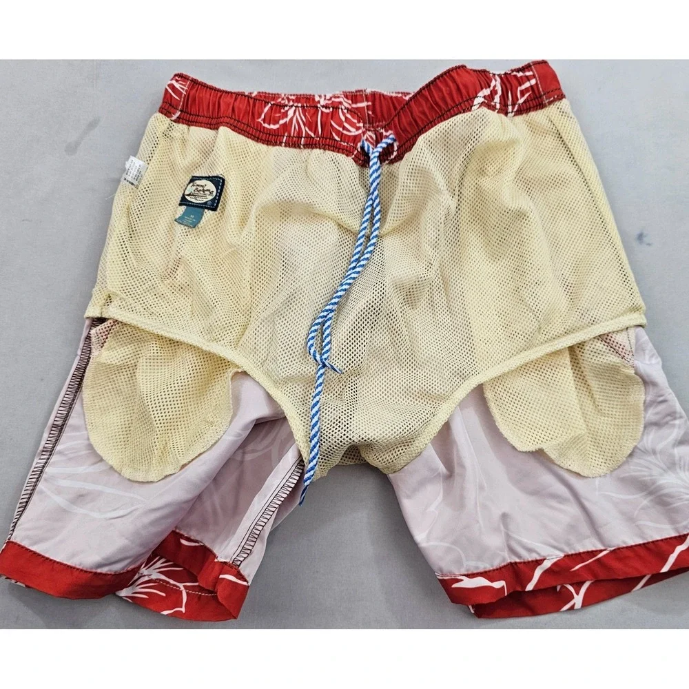Tommy Bahama Relax trunks swimwear mens M Medium pockets red white floral